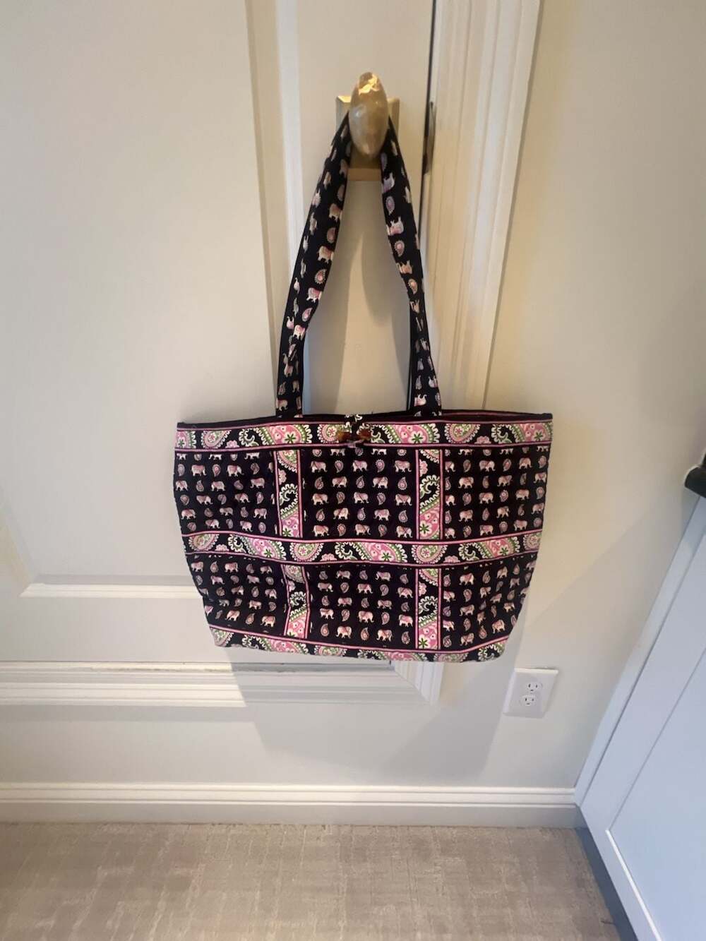 Vera Bradley Tic Tac Tote Pink Elephant Pattern